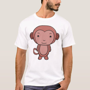 Camiseta Macaco Marrom Fofo Kawaii Animal Cartoon da Selva