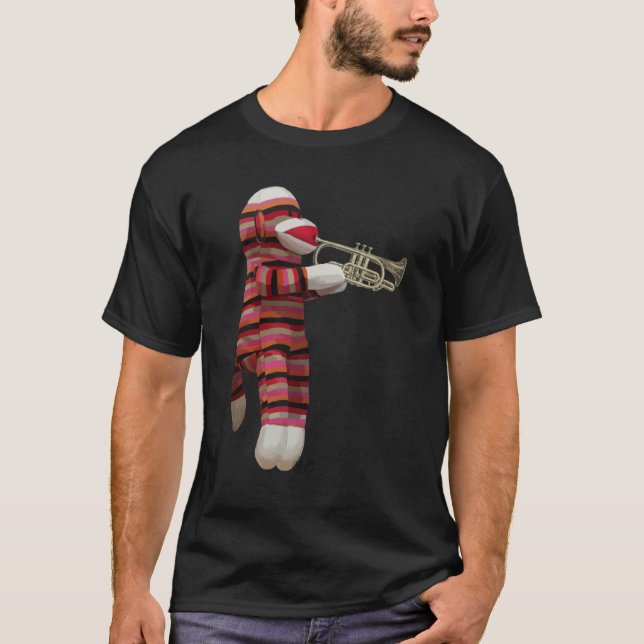 Camiseta Macaco-Meia Jogando Trompete (Frente)