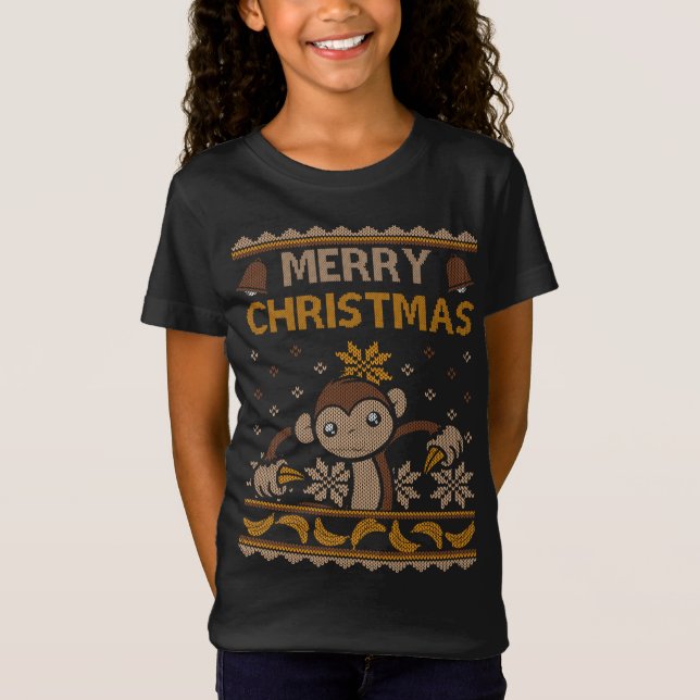 Camiseta Macaco Natal Feio Gorila da Selva Bananas (Frente)