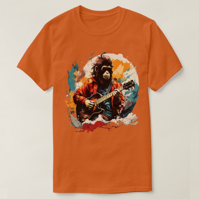 Camiseta Macaco-Neve A Tocar Violão (Frente do Design)