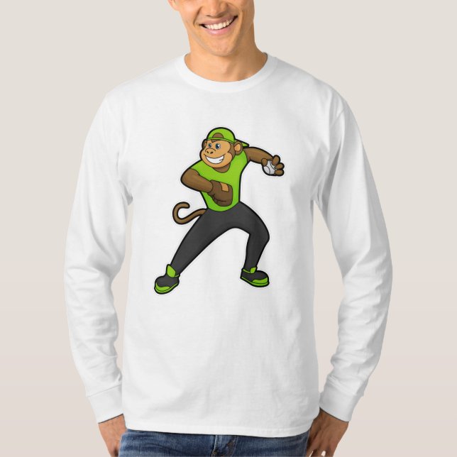 Camiseta Macaco no beisebol com bastão de beisebol (Frente)