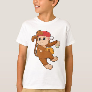 Camiseta Macaco no beisebol com luva de beisebol