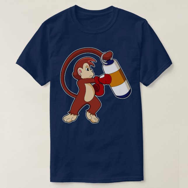 Camiseta Macaco no boxe com saco de pancadas (Frente do Design)