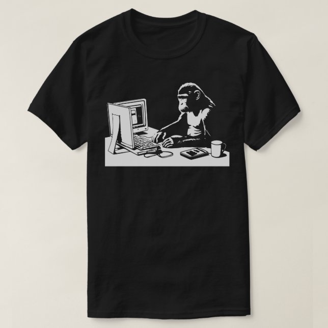 Camiseta macaco no computador (Frente do Design)