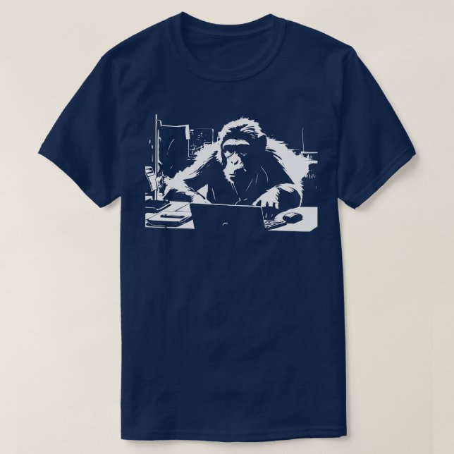Camiseta macaco no computador 1 (Frente do Design)