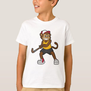Camiseta Macaco no Hockey com palito de Hockey