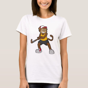 Camiseta Macaco no Hockey com palito de Hockey