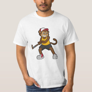 Camiseta Macaco no Hockey com palito de Hockey