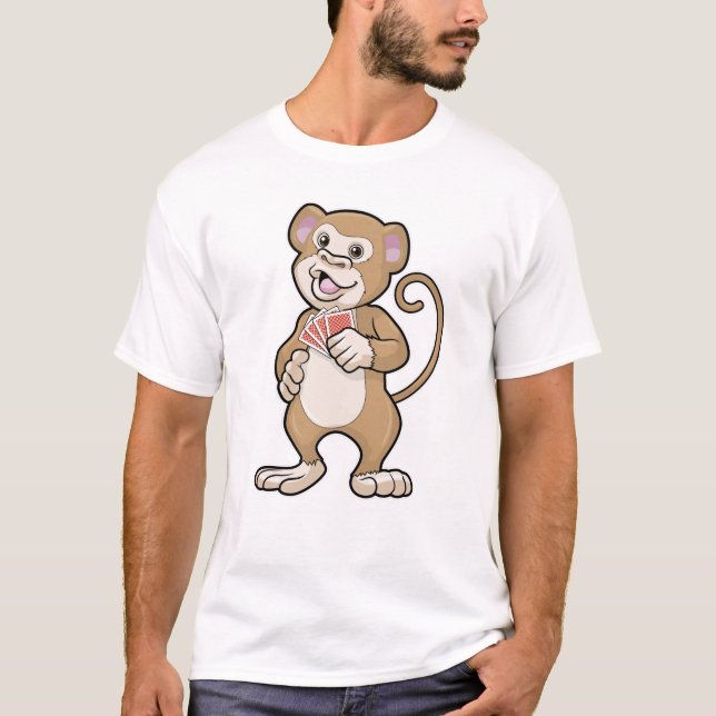 Camiseta Macaco no Poker com cartões Poker (Frente)