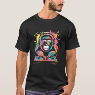 Camiseta Macaco Orangotango DJ Tocadiscos EDM Sintetizador