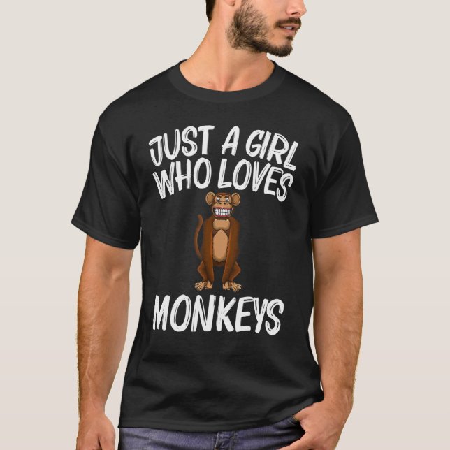 Camiseta Macaco Para Meninas Crianças Primatas Macaco (Frente)