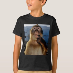 Camiseta Macaco Pensativo Engraçado Meme Macaco Curioso Rot
