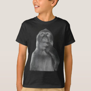Camiseta Macaco Pensativo Engraçado Meme Macaco Curioso Rot
