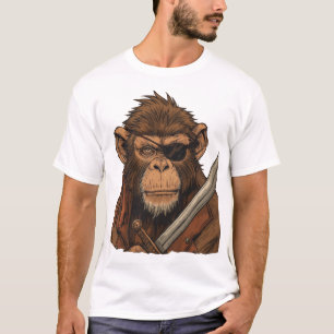 Camiseta Macaco Pirata com Espada - Arte de Aventura Negada