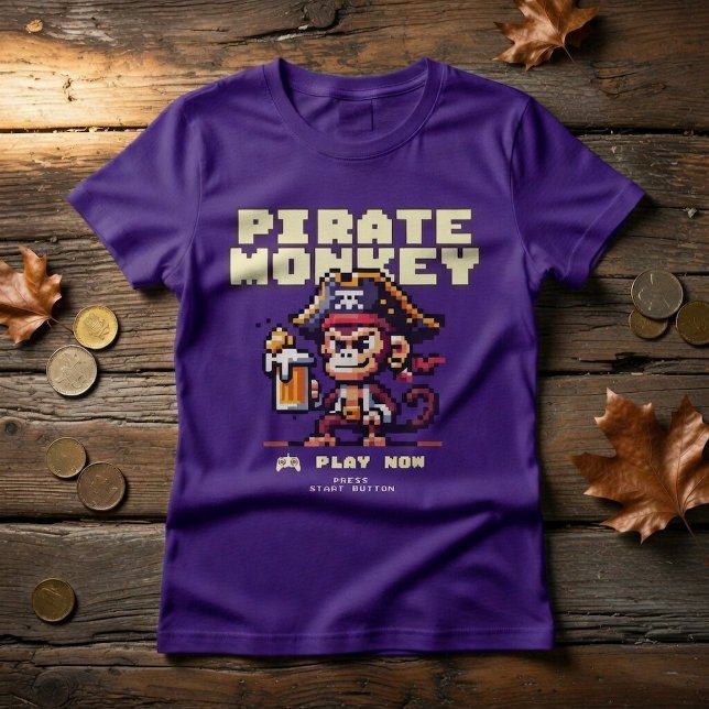 Camiseta Macaco Pirata de Video Game (Criador carregado)
