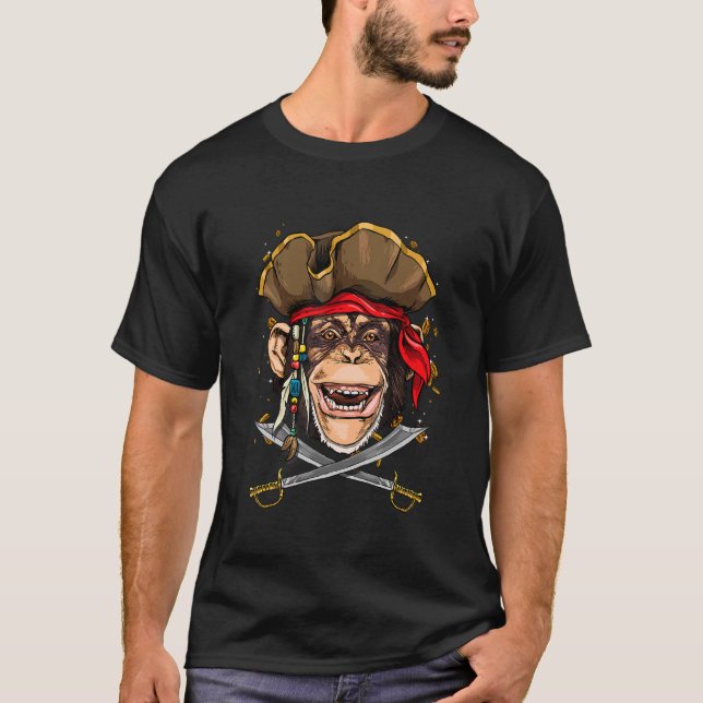 Camiseta Macaco Pirata Face Jolly Roger Flag Monke Náutico (Frente)