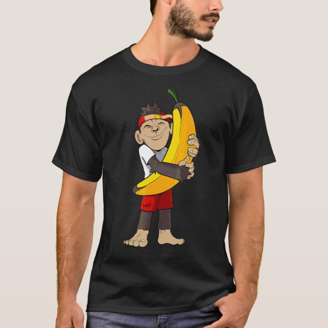 Camiseta Macaco Prende Banana Em Seus Braços (Frente)