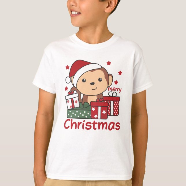 Camiseta Macaco Presente de Natal Presente nos Macacos de I (Frente)
