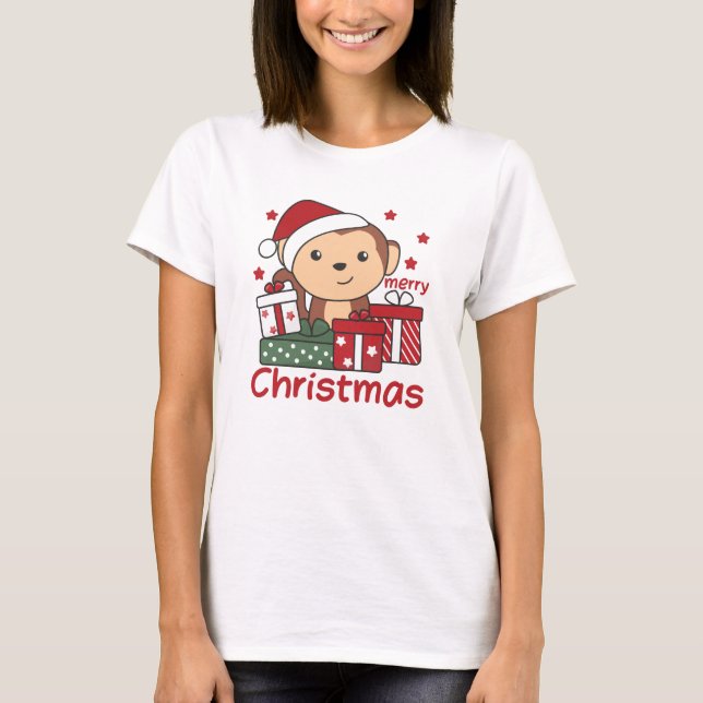 Camiseta Macaco Presente de Natal Presente nos Macacos de I (Frente)