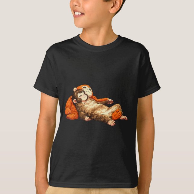 Camiseta Macaco punching bebê fofo animal engraçado  (Frente)
