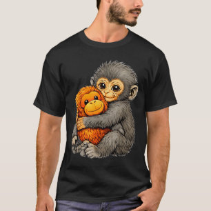 Camiseta Macaco punching engraçado bebê fofo animal abraçan