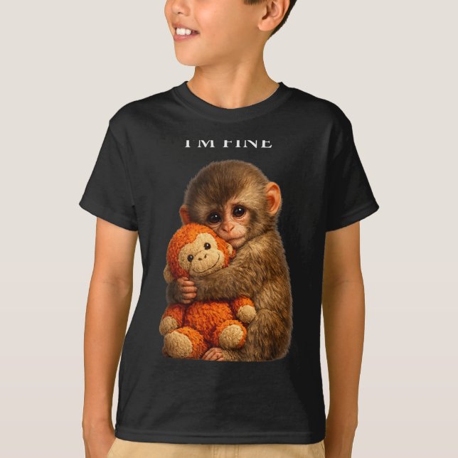 Camiseta Macaco punching macaco fofo bebé animal engraçado  (Frente)