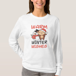 Camiseta Macaco Quente Inverno Deseja Neve