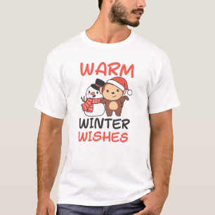 Camiseta Macaco Quente Inverno Deseja Neve