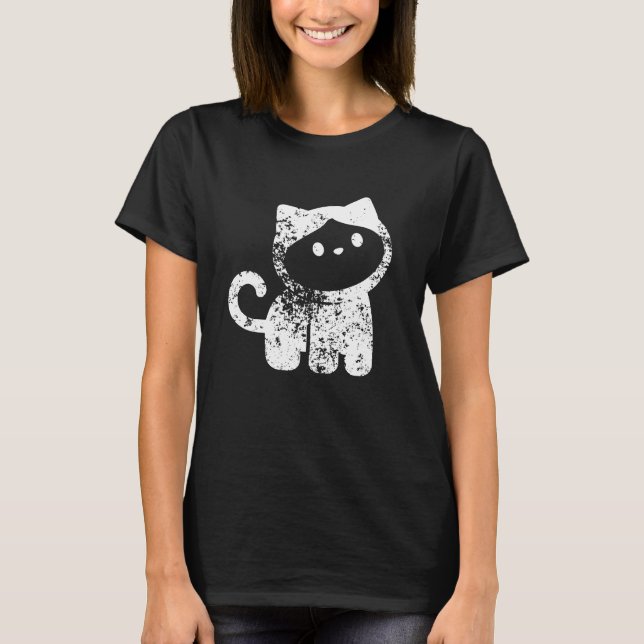 Camiseta Macaco Quirky em um conjunto de gatos mínimo (Frente)
