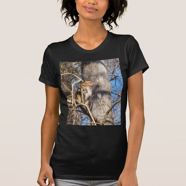 Camiseta macaco rhesus olhando (Frente)