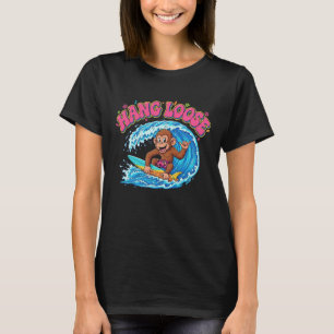 Camiseta Macaco Surfista Divertido - Onda do Mar "Hang Loos