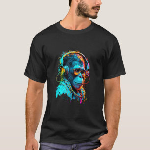 Camiseta Macaco Techno Disco Rave DJ Macaco Fones de Ouvido