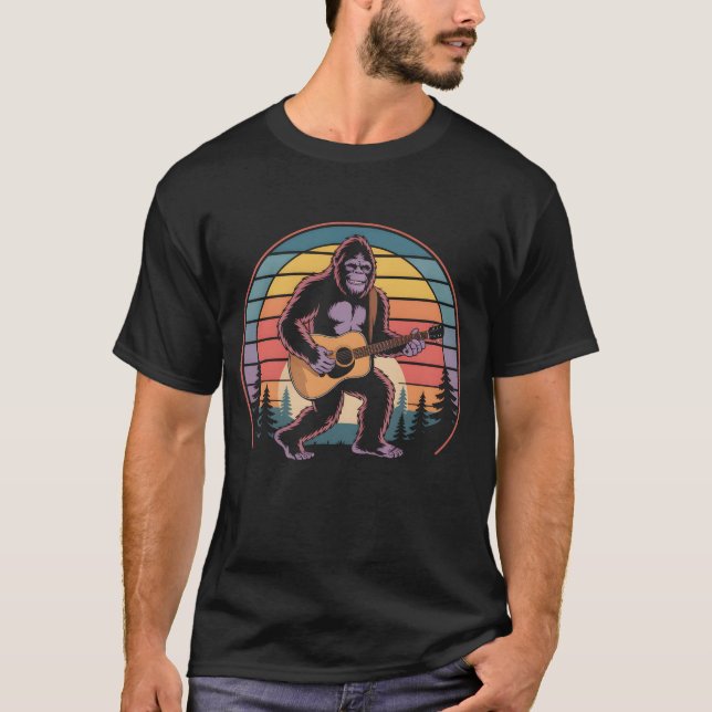 Camiseta Macaco Toca Violão Clássico Guitarrista Animal (Frente)