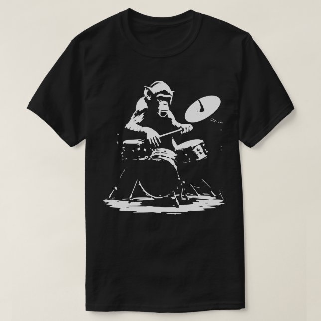 Camiseta macaco tocando na bateria (Frente do Design)