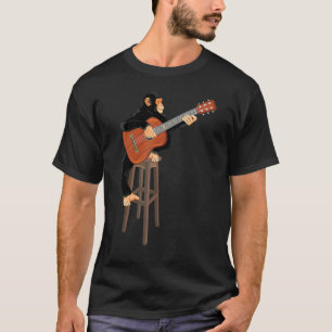 Camiseta Macaco Tocando Violão Amante de Rock Pun Unisex 