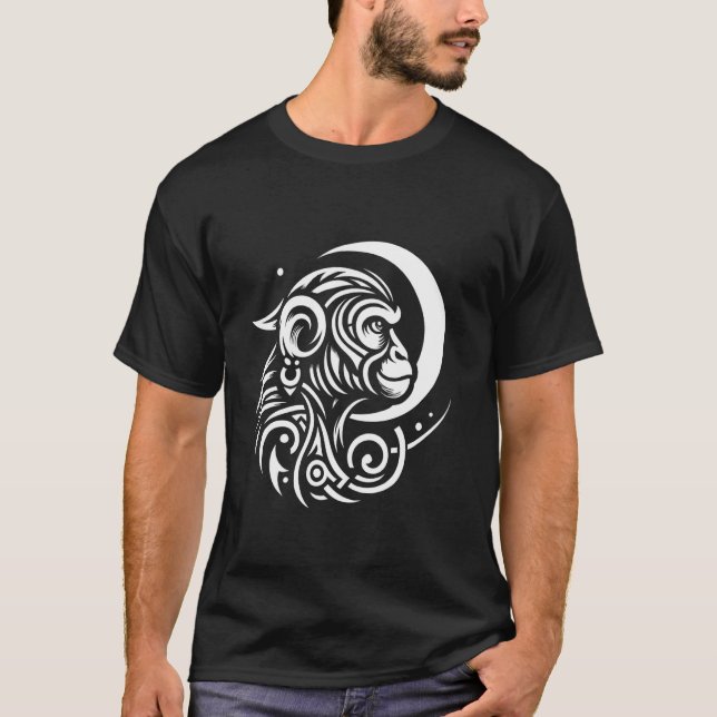 Camiseta Macaco Tribal Ape Primate - Fases Da Lua Animal (Frente)
