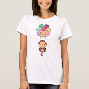 Camiseta Macaco Voa Com Balões Coloridos
