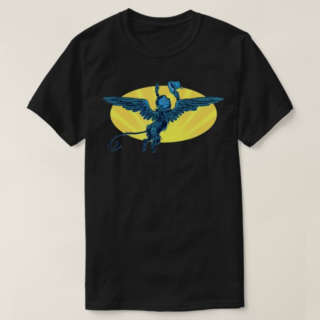 Camiseta Macaco voador acenando adeus feiticeiro de Oz (Frente do Design)