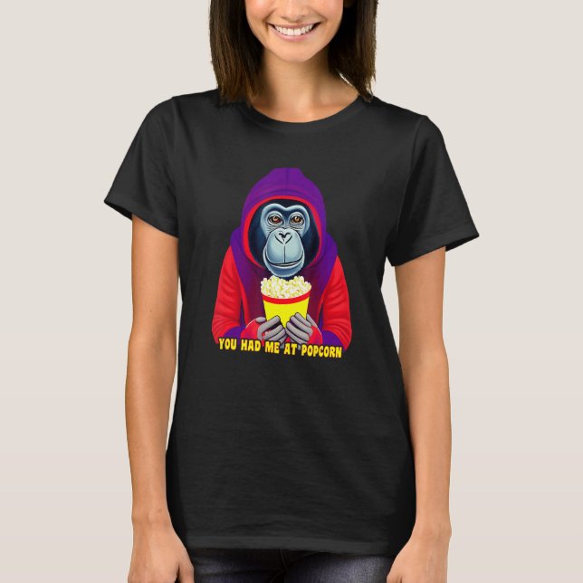 Camiseta Macaco Você Me Conquistou com Pipoca Macaco Come P (Frente)