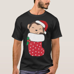 Camiseta Macacos Bonitos Em Meias De Natal Para O Natal