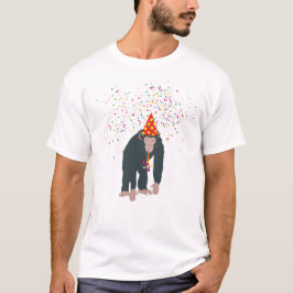 Camiseta Macacos-chimpanzé festejando animais com festa