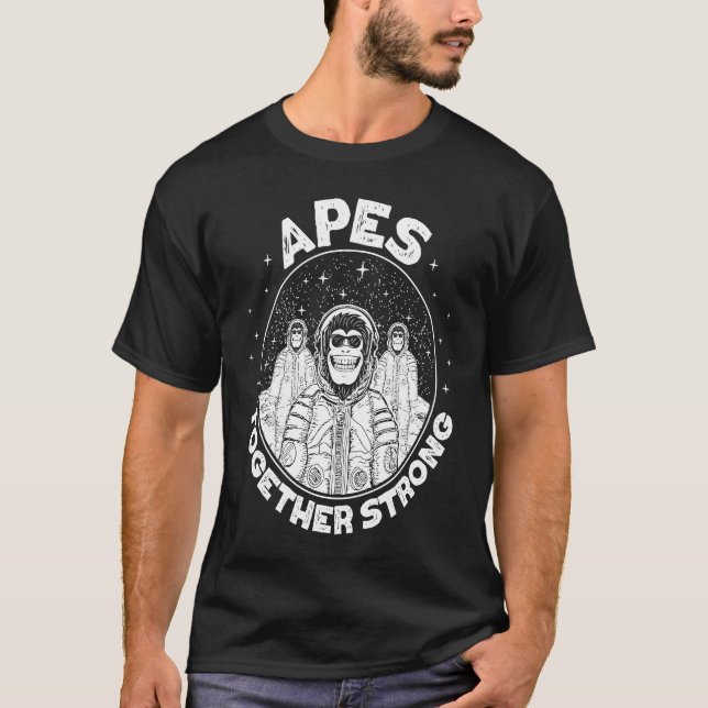 Camiseta Macacos Crypto juntos fortes Macaco para a lua (Frente)