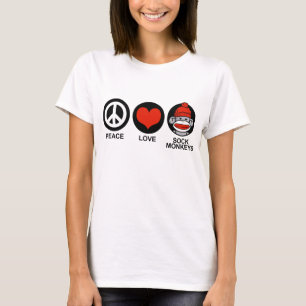 Camiseta Macacos da peúga do amor da paz