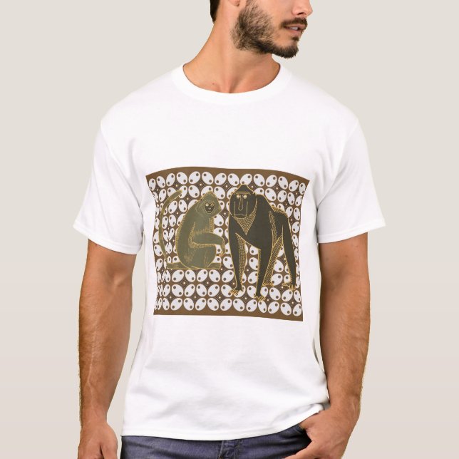 Camiseta Macacos-do-mato com estilo retrô com Padrões triba (Frente)