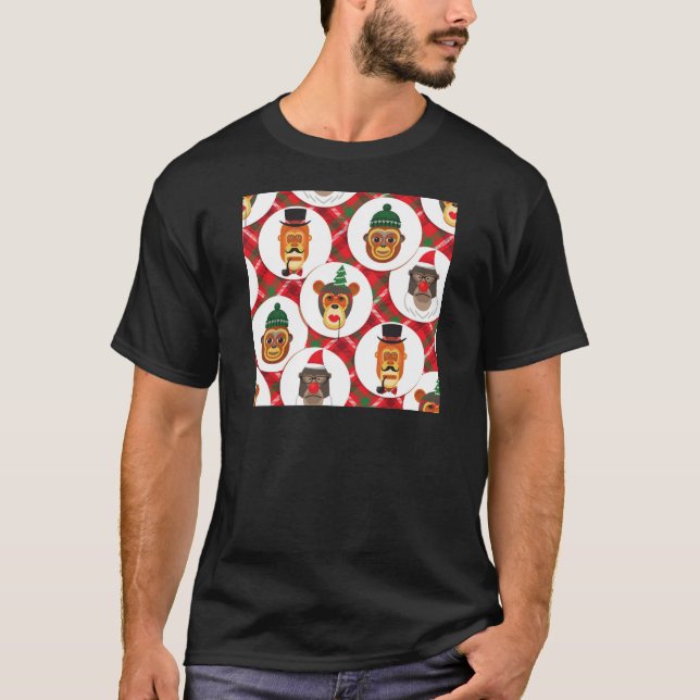 Camiseta macacos hipsteres de natal (Frente)