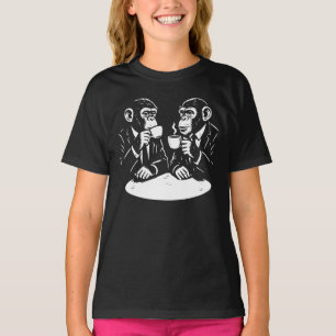 Camiseta macacos tomam café em café