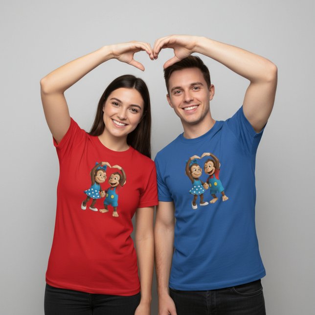Camiseta Macaquinhos Coração - Doce Mimo & Zina (Criador carregado)