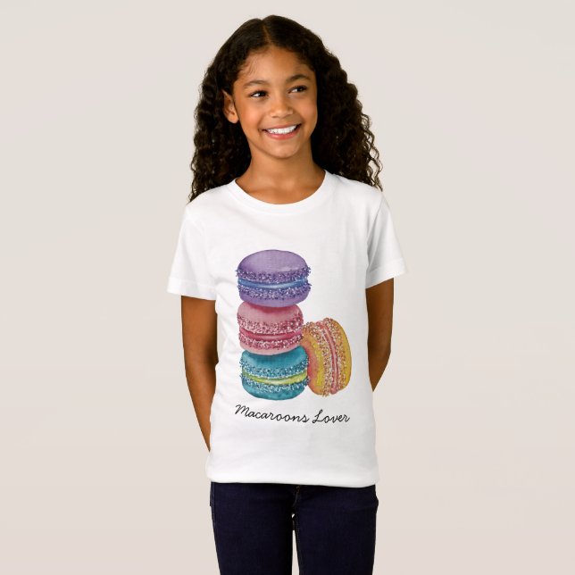 Camiseta Macarões Coxas Do Arco-Íris Em Aquarela (Frente Completa)