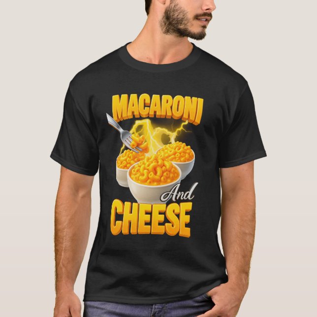 Camiseta Macaroni E Comida De Conforto De Chita De Queijo (Frente)