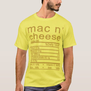 Camiseta Macaroni e queijo Fatos Nutricionais